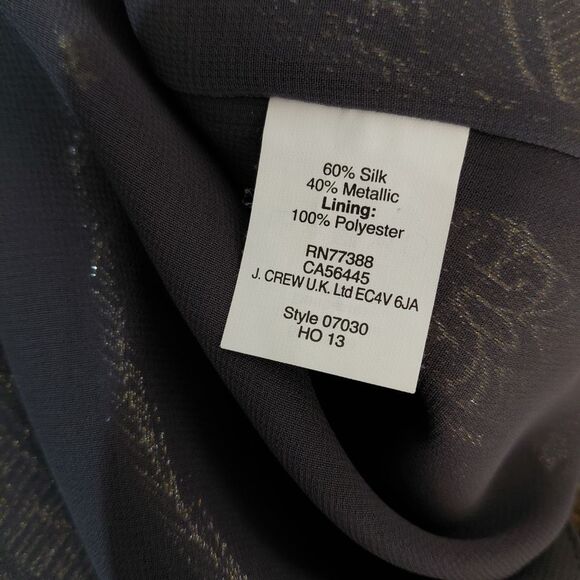 🦋3/$25 J. Crew Size 0 Gold Silk Metallic Paisley Sleeveless Lined Tank Top - Picture 12 of 12